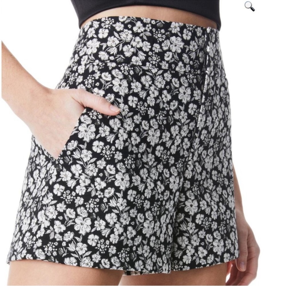 Alice + Olivia Black and White Floral High Waist Shorts